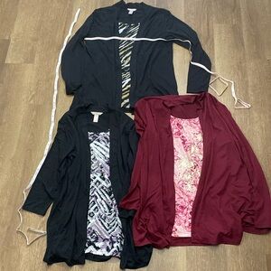 Set of 3 white stag cardigan built in blouses medium black and pink